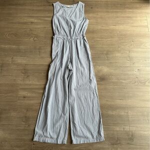 a new day Blue and White Sleeveless Jumpsuit with Wide Leg Design